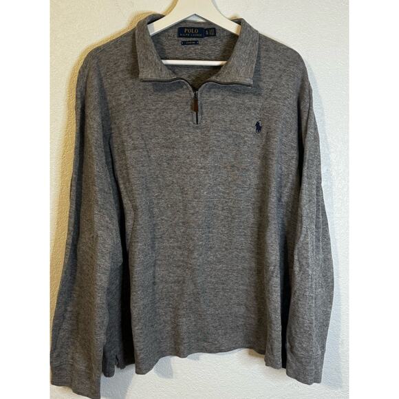 Polo Ralph Lauren Men's Pull Over 1/4 Zip‎ Sweater Gray XL - Picture 1 of 8